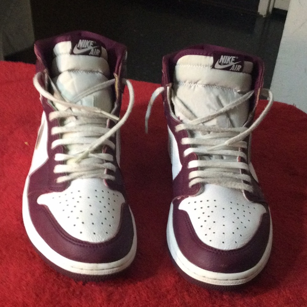 Nike Air High-Top Sneakers in White and Burgundy